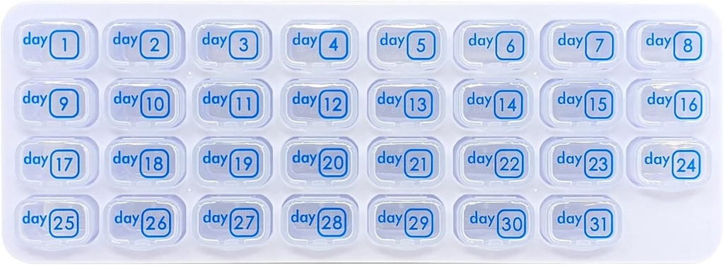 31 Day Monthly Pill Box Organizer Planner with Daily Removable Medication Pods, Great Travel Med Dispenser