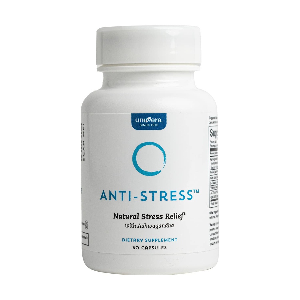 Univera Anti-Stress, Supplément anti-stress, Ashwagandha, GABA, L-Theanine, & Gotu Kola, 60 Compte, Capsules
