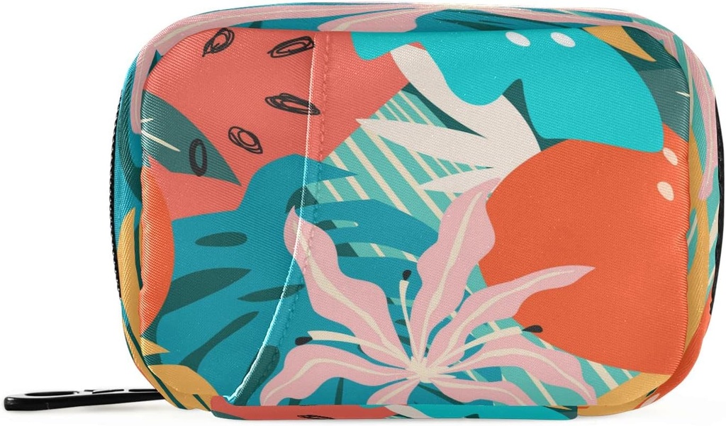 Naanle Cartoon Hawaii Floral Pill Box 7 Day Pill Case Sac de voyage Pill Organizer Sac avec zipper Portable Weekly Case Taille compacte pour le support de supplément de vitamine