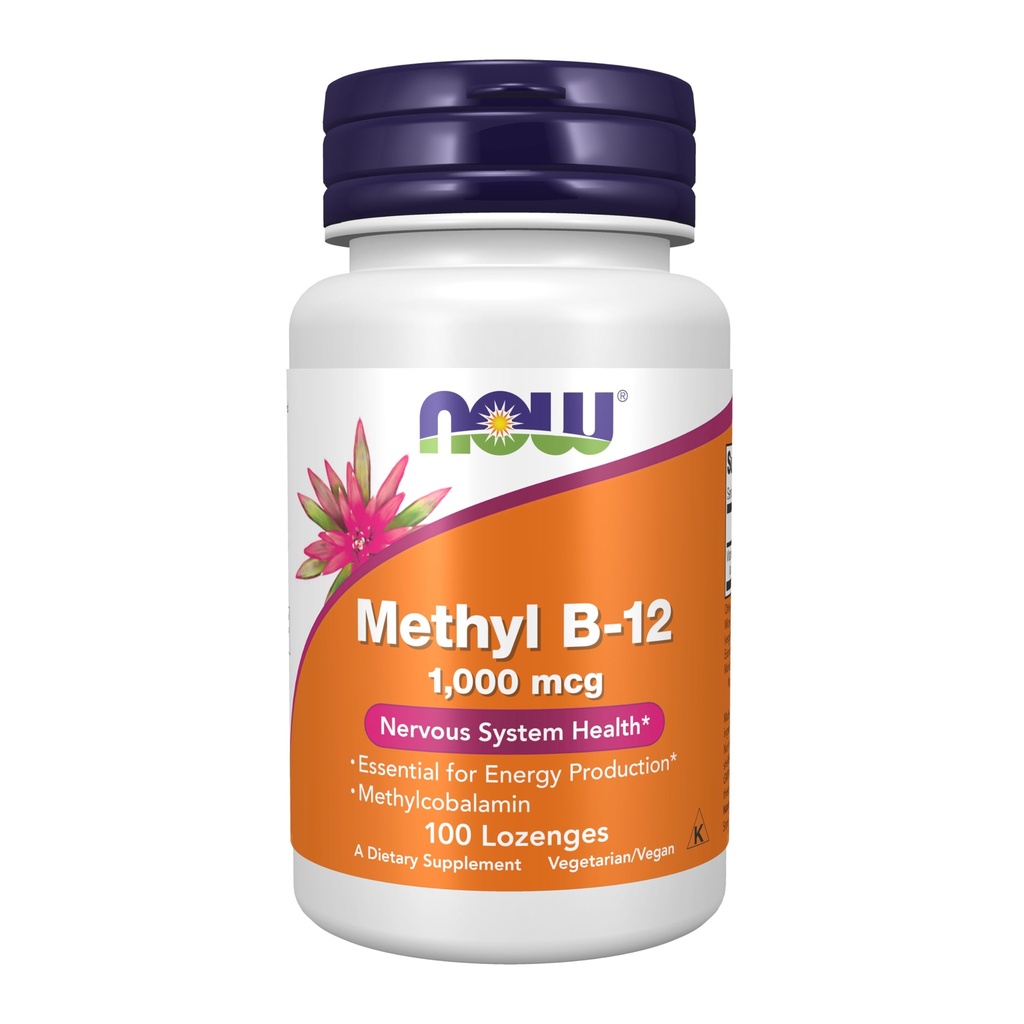MAINTENANT Suppléments, méthylB-12 (méthylcobalamine) 1 000 mcg, Santé du système nerveux*, 100 Lozenges