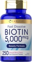 Carlyle Biotin 5000mcg. 250 comprimés rapidement dissous.