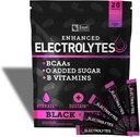 Boîtes de poudre d'électrolyte amélioré (Cerisier noir de 20 paquets) w/ 0 Sucre + BCAAs + B-Vitamines Supplément d'électrolyte w Potassium Zinc & Magnésium pour l'hydratation - Kéto Electrolytes