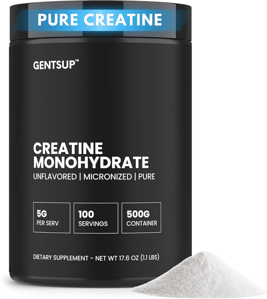 Creapure Poudre monohydratée de créatine – Sans saveur, 5000mg, 100 portions – stimuler la croissance musculaire, la force, la performance et la santé cérébrale – non-OGM, sans gluten, HPLC testé, certifié NSF