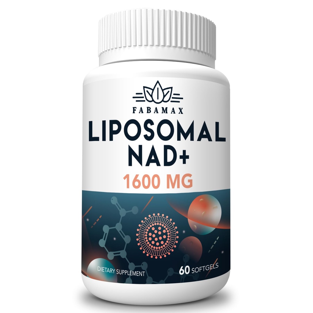 1600 mg Supplément NAD liposomique, 98 % Supplément NAD+ pur, Absorption supérieure, Alternative au riboside de nicotinamide ou NADH pour stimuler NAD+ pour la défense du vieillissement, l'énergie, la longévité,60 Softgels