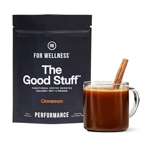 Pour le bien-être La bonne performance des trucs – Coffee Booster , Collagen + MCT Supplément en poudre avec L-Theanine et antioxydants pour l'énergie sans jitter et l'endurance , non-dairy , Keto-friendly , 30 services