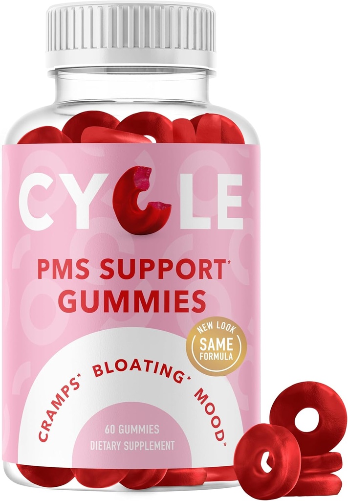 PMS Relief Gummies (Hormone Balance, Bloating, Hormonal Acne & Mood Swing Support) Période Soutien Vitamines pour les femmes (Vitamines) Supplément Gummy végétalien avec Chasteberry (Dong Quai, Cranberry et Vitamine B6)
