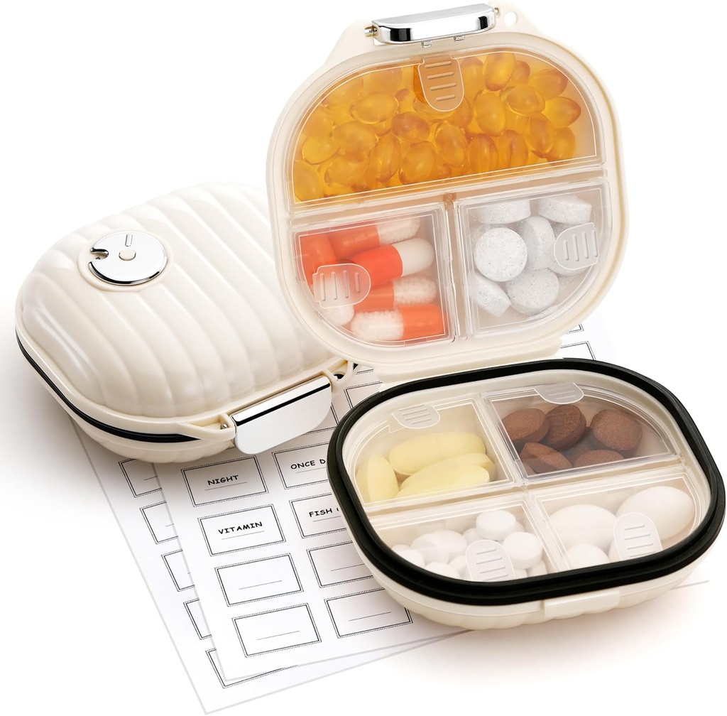 Zannaki Pill Case Portable Small Weekly Travel Pill Organizer, Cute Moisture Proof Pill Porte-boîte pour sac de poche, Daily Mini Pocket Pharmacie Conteneur de médicaments pour la vitamine, huile de poisson, supplément