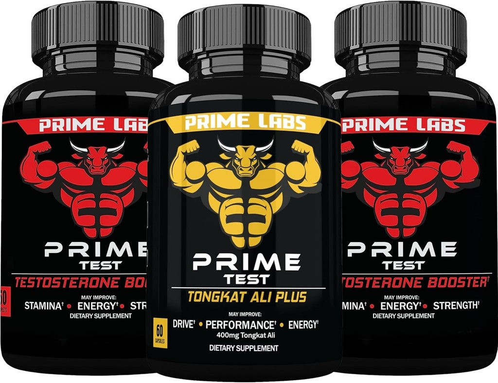 Prime Labs Test Prime Test Testostérone Booster (60 ct, 2-Pack) + Tongkat Ali Plus (60 ct)