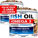 (2 Pack) Omega 3 Huile de poisson pour chiens - 170 Chews - Supplément de peau et de manteau - Omega 3 pour chiens - Traitement de soulagement de la peau sec et démangeaisons - Traitement antidérapant antidérapant pour chiens - Saumon - Arôme de poulet