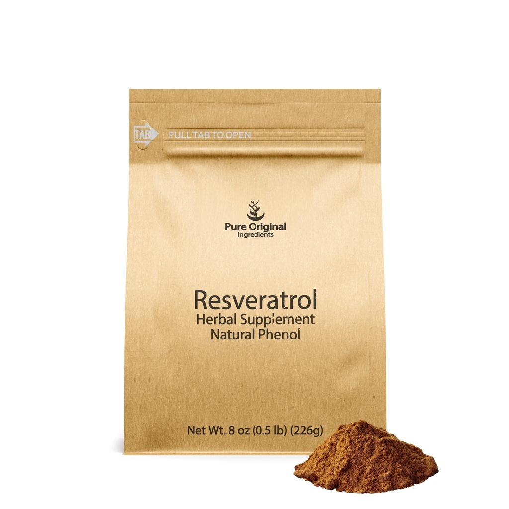 PURE INGREDIENTS ORIGINAUX Poudre de resvératrol, 8 oz, Phytoalexine, extrait de racine de polygone
