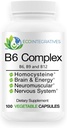 B6 complexe végétalien vitamine B6, B9 folate, B12 méthylcobalamine soutient vasculaire, neuromusculaire, système nerveux, homocystéine, énergie, cellules sanguines et santé des os 100 capsules