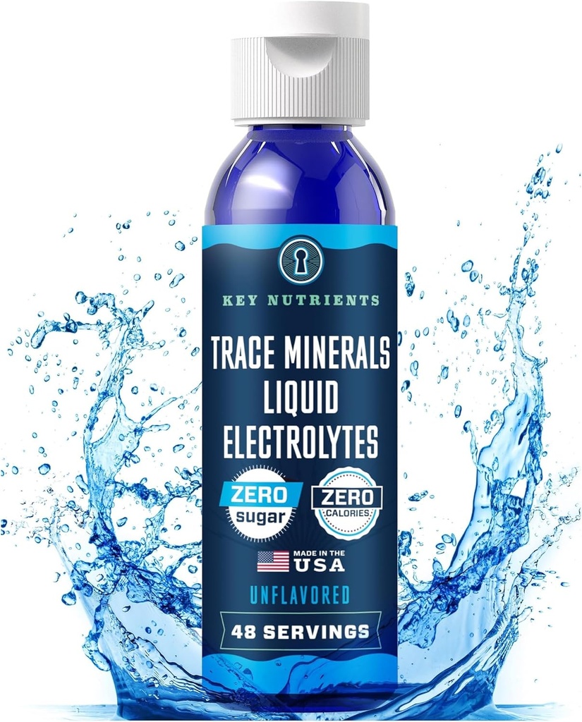 KEY NUTRIENTS Trace Minerals Liquid Electrolytes for Hydration Recovery 4oz - Electrolyte Drops, Electrolyte Water, Keto Electrolytes - Mineral Drops for Drinking Water