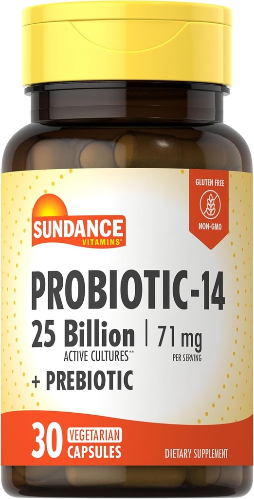 Sundance Probiotic-14:00 25 Million Cultures de 30 Capsules avec Prébiotiques.