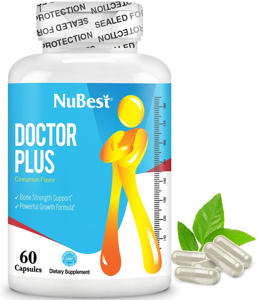 NuBest Doctor Plus avec Calcium, Vitamine D3, Vitamine K2 (MK7), Capsules de magnésium pour la force osseuse, Bons sains, Immunité, Calcium Max Absorption pour l'âge de 10 ans et plus 60 Capsules
