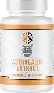 Gorilla Mind Astragalus 750mg Capsules - Soutien immunitaire à long terme et amélioration de la santé cardiovasculaire (90 Capsules)