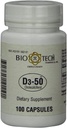 Bio-Tech Pharmacal D3-50 50 000 UI, 100 gélules Supplément tout naturel Soutient la santé des os, du coeur neuromusculaire et immunitaire