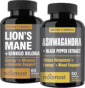 NooMost Lions Mane et Ashwagandha avec Gingko Biloba et Black Pepper