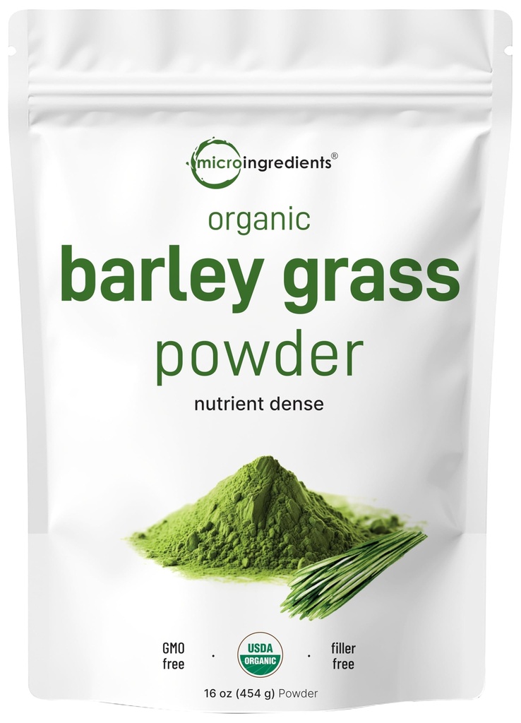 Poudre de graminée d'orge biologique, 16 onces US Grown.. Riche en vitamines, minéraux, fibres et antioxydants.