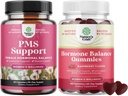 Ensemble de PMS Support avec DIM, Chasteberry, Black Cohosh & Ashwagandha pour périodes Crampes Ménopause Bloating Mood Swing and Hormone Balance Gummies Support Cycle menstruel avec Vitamine B6 & Dong Quai