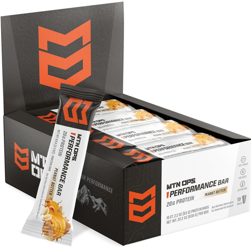 MTN OPS beurre d'arachides barres protéinées, haute protéine avec lactosérum et lactosérum concentré et collagène, faible sucre, sans gluten, 10 comte