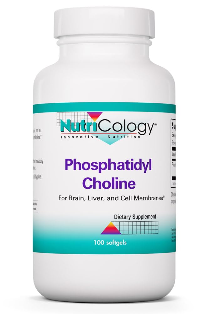 Nutricologie Supplément de Phosphatidyl Choline - Capsules de lécithine, Enzymes digestifs pour foie, Soutien de la digestion des graisses, Suppléments de choline pour foie gras, 1540mg Softgels - 100 Compte
