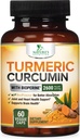 Curcumine curcumine supplément 2600mg - 95% Curcuminoides avec Turcuma biologique et extrait de poivre noir BioPerine pour la meilleure absorption, support de joint végétalien naturel, non-OGM, mis en bouteille aux États-Unis - 60 Capsules