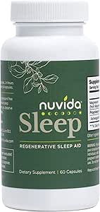 Aide au sommeil régénératrice Nuits reposantes sans mélatonine : Ashwagandha, L-Theanine, GABA et Magnésium Glycinate : 60 Capsules - 60 Compte