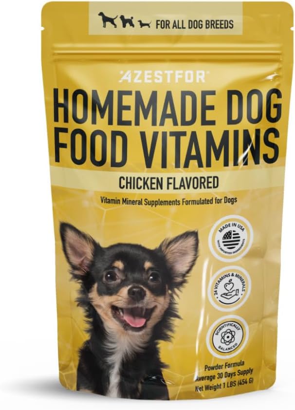 Azestfor Homemade Dog Food Supplement Vitamines de chien fabriqués aux États-Unis Ajouter à la nourriture complète holistique régimes alimentaires bruts BARF Toutes races chiot adulte 16oz poudre