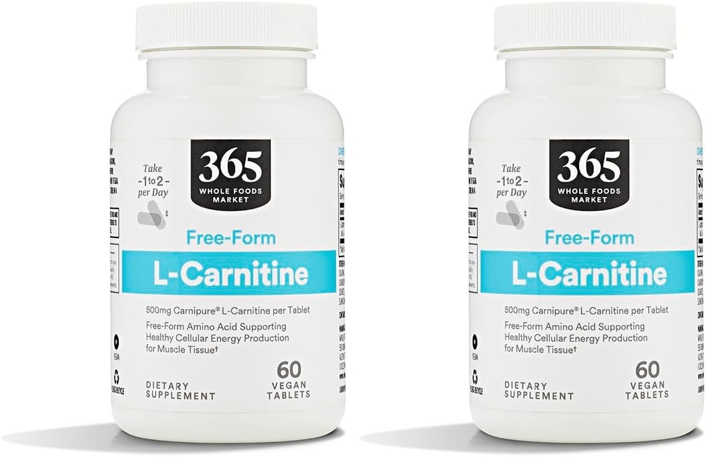 Marché des aliments entiers, L Carnitine 500mg, 60 ct (paquet de 2)