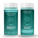 Iwi Omega-3 Minis & Heart Omega-3 Bundle, 30 portions, Algae à base végétale végétalien Omega 3, Krill & Fish Oil Alternative, aucun arrière-goût de poisson