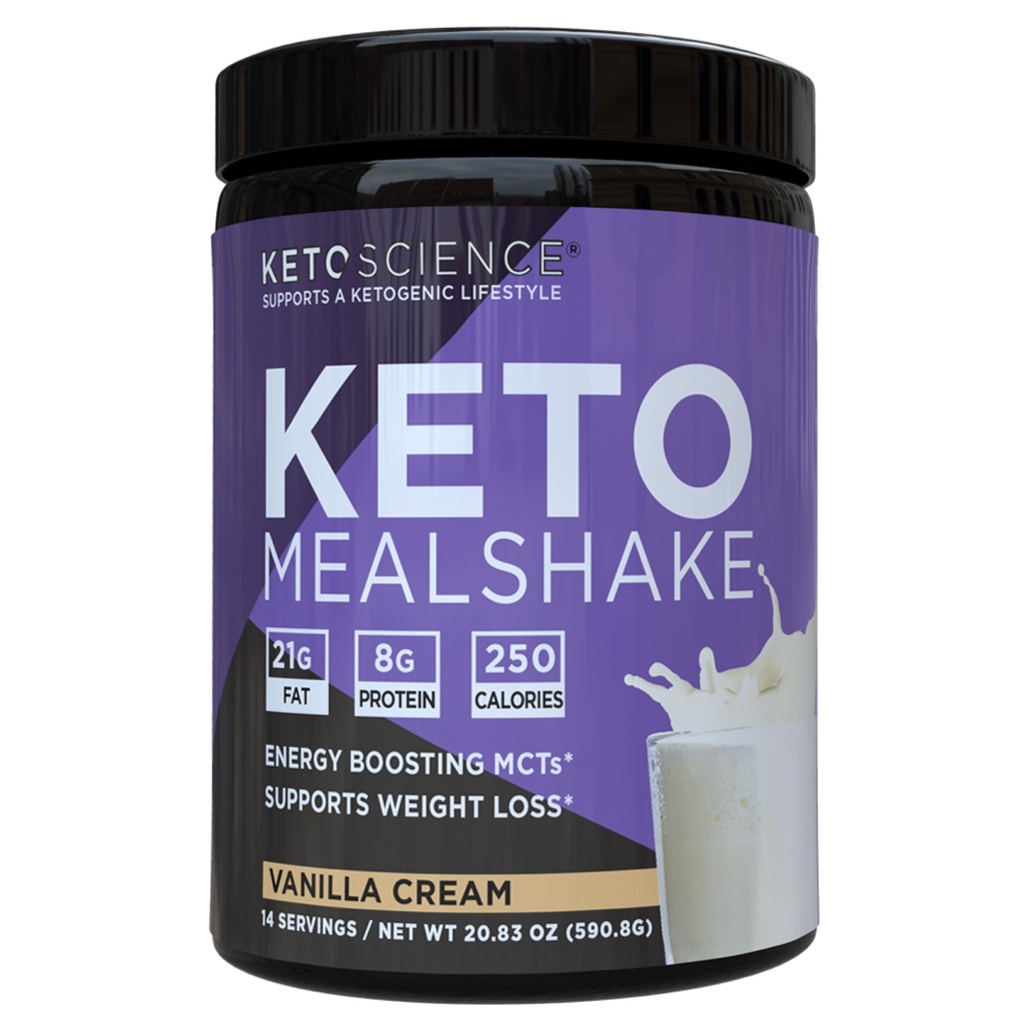 Keto Science supplément alimentaire kétogénique shake Vanille, riche en MCT et protéines, emballé avec collagène, vitamines et minéraux, Keto et Paléo amical, perte de poids, (14 portions), 20.49 Oz