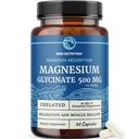 Magnésium Glycinate 500mg.Chélaté pour une absorption élevée.Détente musculaire, os, coeur, nerf, sommeil et calme.