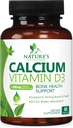 Calcium Supplement 1200 mg - with Vitamin D3 for Best Absorption - Supports Immune Health, Bones & Teeth - Nature's Calcium Carbonate + 1600 IU of D3 - Bottled in USA for Women & Men - 60 Tablets