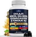 Nouveau supplément d'âge Shilajit avec la mousse de mer, Ashwagandha, Tongkat Ali, Boron, Magnésium - Capsules d'acide fulvic pour les hommes - 90 Nombre
