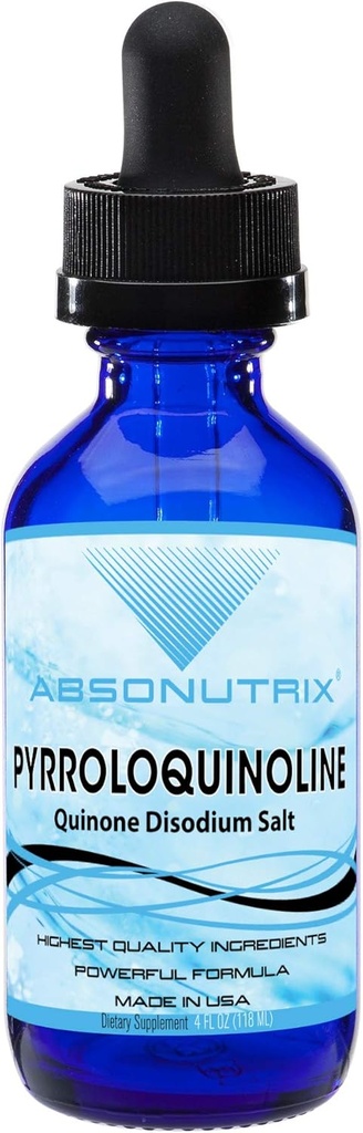 Absonutrix Pyrroloquinoline Disodium Salt 20mg, 4 Fl Oz bouteille, 200 portions, haute biodisponibilité, absorption rapide, tiers testé, certifié GMP, non-OGM, sans cruauté, fabriqué aux États-Unis