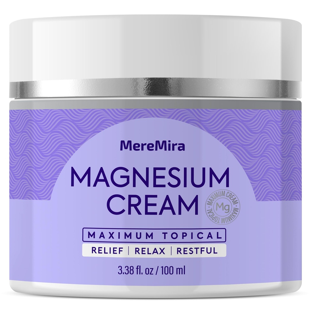Crème de magnésium pour le sommeil et le soulagement musculaire: Allégement de nuit thématique et Lotion de relaxation profonde - Crampes sans repos Lotion de jambes et d'entretien articulaire - Lavande 3,38 Fl. Oz.