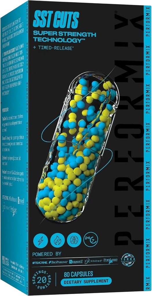 PERFORMIX SST Cuts Super Strength Technology - Énergie, Focus & Mood - Nootropic, Caféine, Zychrome & Teacrine - Supplément préentraînement pour les hommes et les femmes - 80 portions