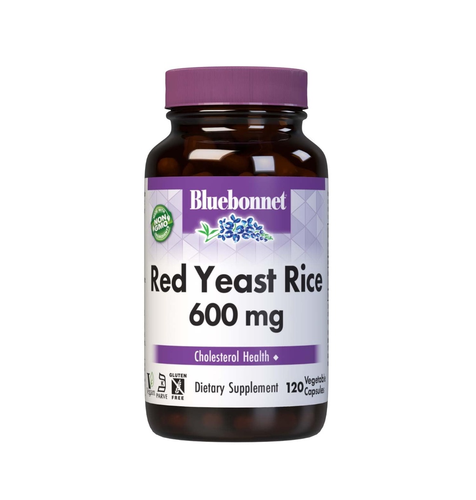 Bluebonnet Nutrition Red Yeast Rice 600 mg, Heart Health*, Non-GMO, Vegan, Kosher Certified, Gluten-Free, Soy-Free, Dairy-Free, 120 Vegetable Capsules, 120 Servings