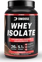 DMoose Whey Isolate Protéines Poudre I 26 g Protéines I 5.1g BCAAS I Sans gluten J'aide à maintenir la masse musculaire et à diminuer le temps de récupération I Chocolat et vanille I 30 portions