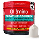 Oh!mino Complexe Créatine pour la croissance musculaire. Monohydrate de créatine et chlorhydrate de créatine micronisé avec adaptogènes. Creatine parfaite pour les femmes et les hommes. Rafraîchissements Zero Carb Lemon-Lime, 40 portions