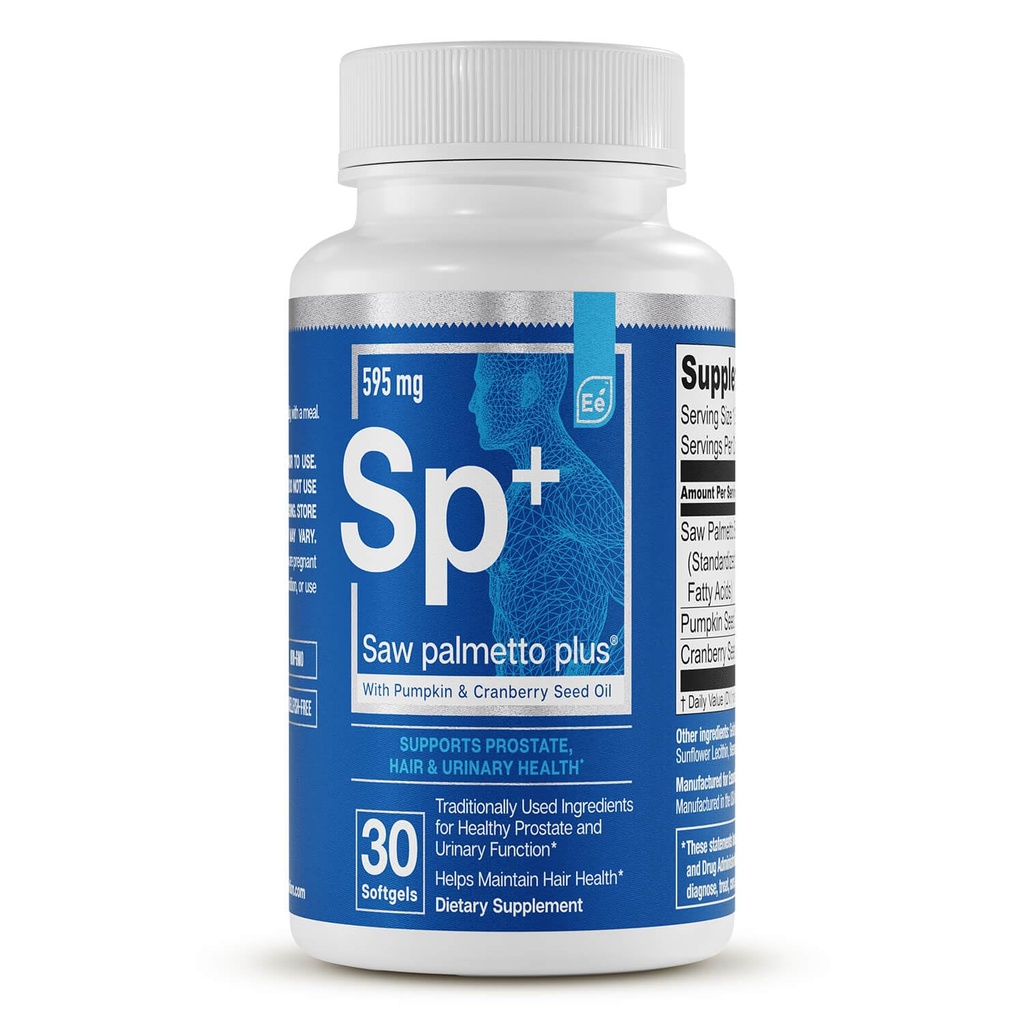 Saw Palmetto Plus - Prostate Health Supplement for Men with Pumpkin and Cranberry Seed Oil (L'huile de citrouille et de canneberge) soutient la santé urinaire par éléments essentiels - 60 Softgels