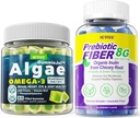 Omega végétalien 3 Gommies 1000mg + Gommies de fibre prébiotique pour adultes 8g