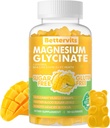 90 CT Glycinat de magnésium Gommies 1000mg - Supplément de potassium de magnésium sans sucre avec vitamine D, B6, CoQ10 pour l'humeur calme et le soutien du sommeil - 90 Gommies d'ananas de mangue