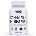 WHYZ Pilules de caféine avec L-Theanine, 120 Capsules, Pilules d'énergie de Stack Nootropic, Vitamines énergétiques pour une énergie soutenue Focus & Fonction cognitive, L Theanine Suppléments d'énergie de caféine pour les femmes et les hommes