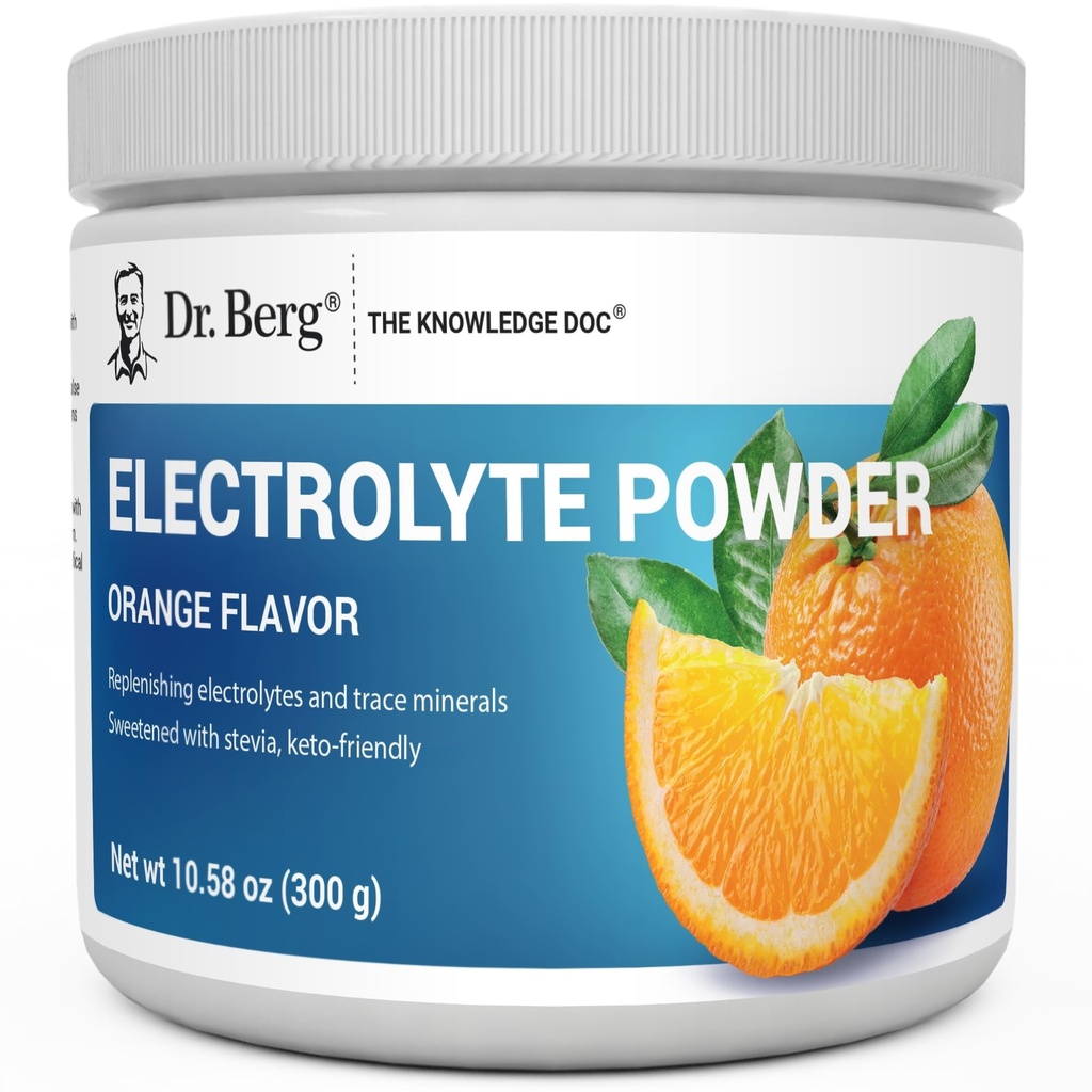Dr Berg Zero Sucre Hydratation Poudre d'électrolyte Keto - Amélioré avec 1000 mg de sel de potassium et de l'himalayen véritable rose (sel de table de NOT) - Supplément de mélange d'hydrate de saveur orange - 50 portions