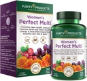Produits de pureté Femmes Perfect Multivitamine équilibré Multi - Soutient la santé urinaire, immunitaire, os + muscles, cheveux, peau, ongles, un probiotique Elite pour la santé digestive + Plus - 120 comprimés