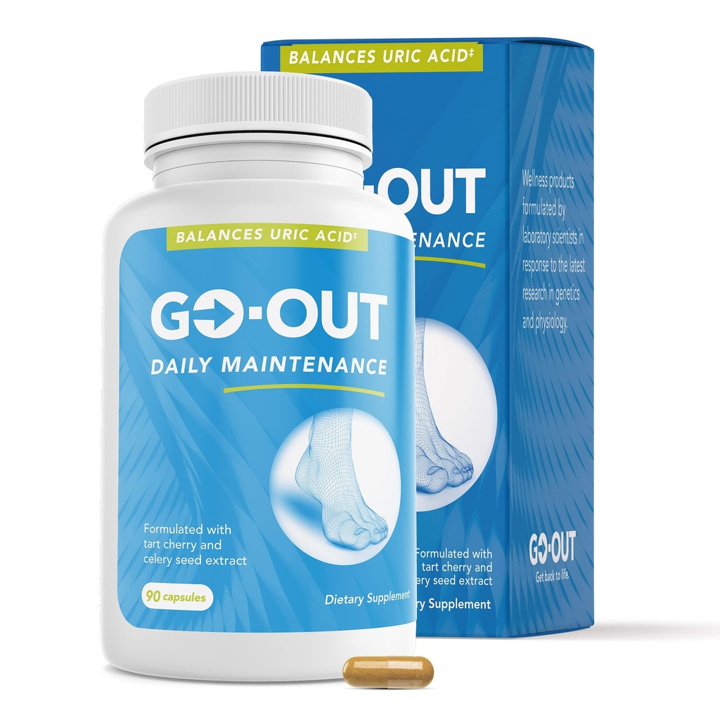Aller à l'entretien quotidien - Soutien naturel à l'acide urique avec cerise de tart, graines de céleri et curcuma - Vegan, non-OGM, supplément sans gluten pour le confort articulaire et la fonction rénale saine 90 Capsules