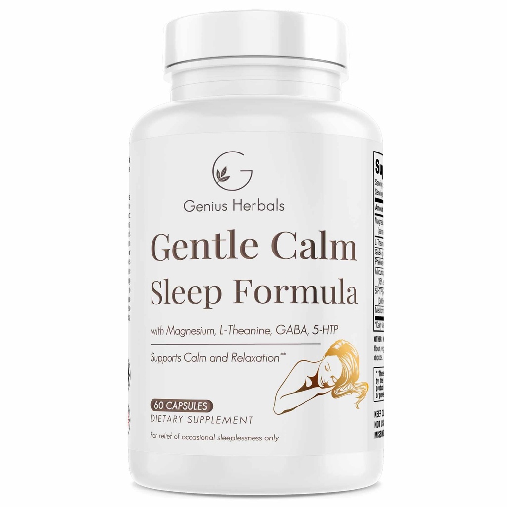 Formule de sommeil doux et calme avec Magnésium, L-Theanine, Mélatonine, GABA, 5-Htp
