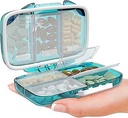 Organisateur de pilules de voyage – Kit de médicaments compacts pour la purse, Pill Box Portable Pharmacie avec étiquettes, porte-vitamines et suppléments résistant à l'humidité avec 7 compartiments sécurisés pour la maison et le voyage