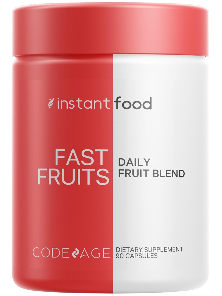 Codeage Instantfood Fruits rapides, plus de 15 Fruits Poudres Équivalent Tout-en-un, Vitamines alimentaires quotidiennes entières véganes - Berries, polyphénols antioxydants et multivitamines bioflavonoïdes, non OGM, 90 capsules